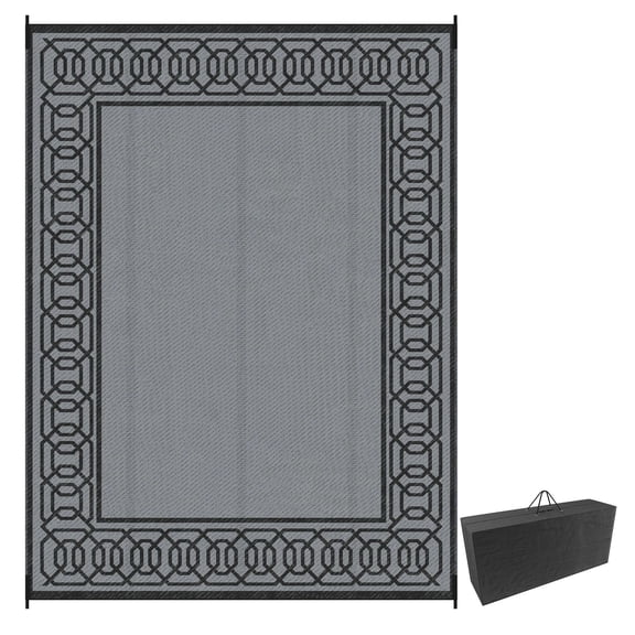 9x12 RV Patio Rug - Outdoor Camping Mat with Carry Bag - Waterproof Plastic Straw Design - Large Backyard Carpet