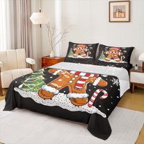 Manfei Merry Christmas Full Size Sheets for Kids, Gingerbread Man Bed Sheets, Dreamy Fairy Tale Sheet Sets, Super Cozy Room Decor, 4-Piece