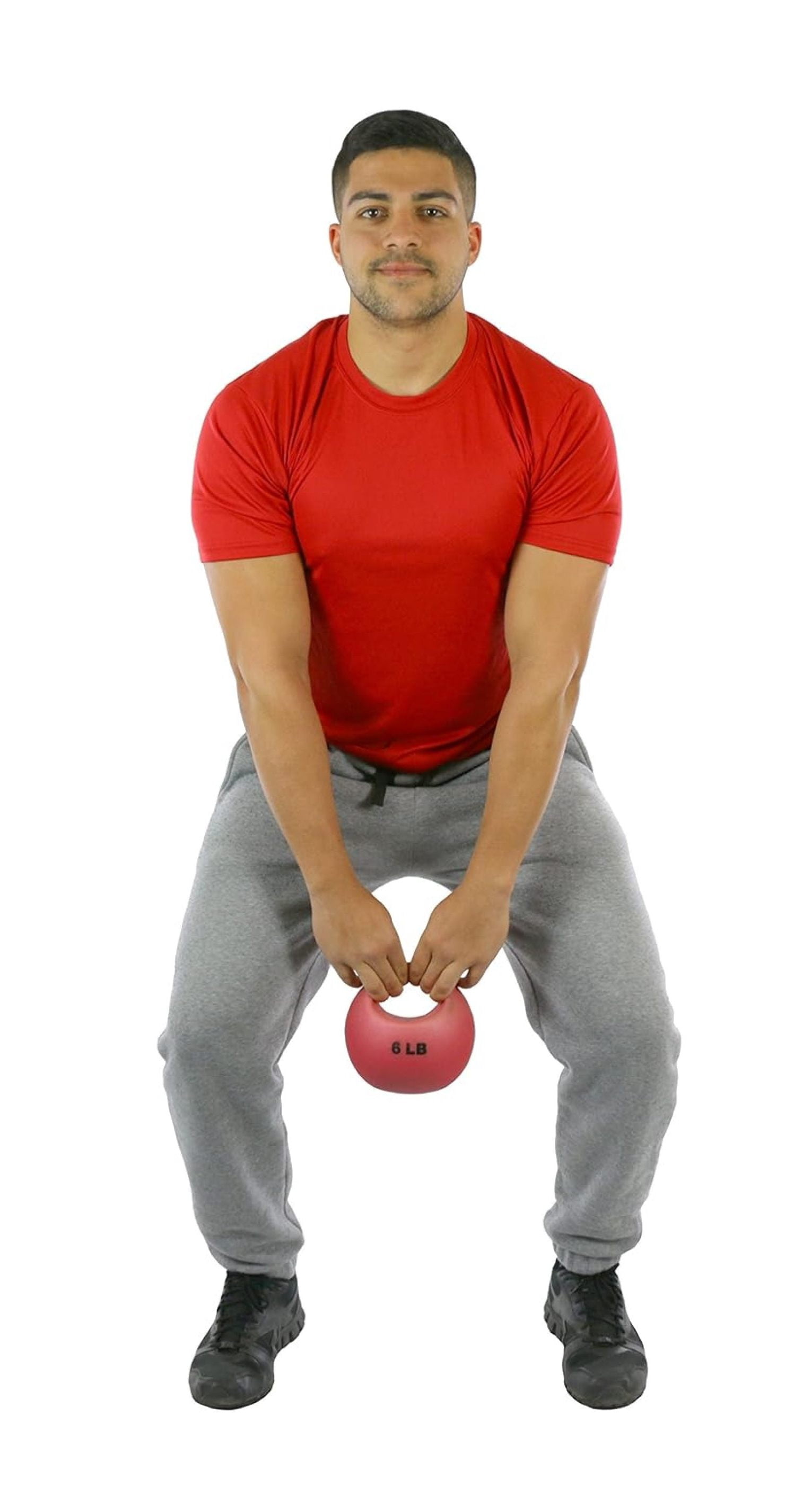 Medicine Ball with Handle 6lb - Red Exercise Ball for Core Strength, Rotational Training, & Total Body Workout - Fitness Ball for Men & Women