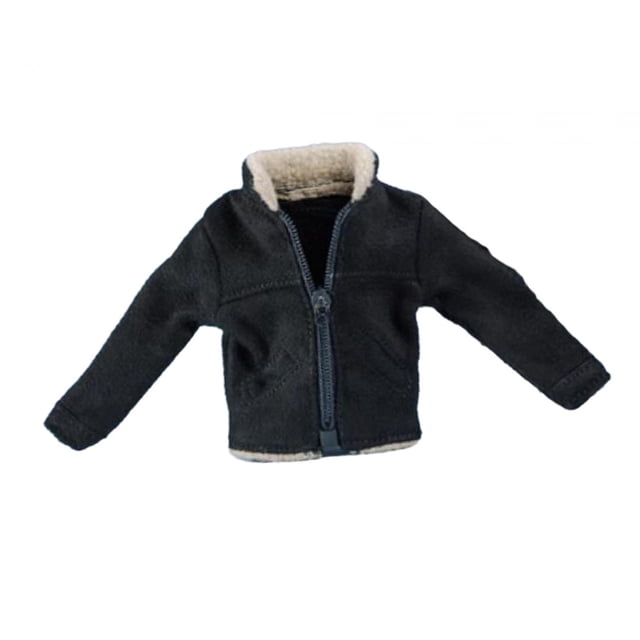 KLKCMS 1/12 Scale Zipper Jacket Accessories Handmade Doll Clothes Miniature Clothes for Black