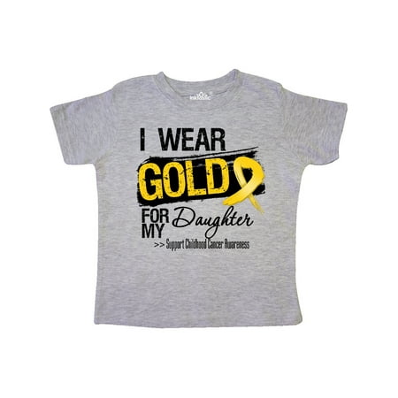 

Inktastic Childhood Cancer Ribbon For My Daughter Gift Toddler Boy or Toddler Girl T-Shirt