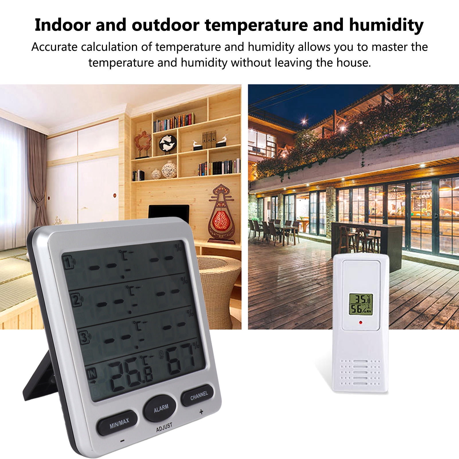 BIMZUC Wireless Thermohygrometer – 3‑Remote Sensors, High‑Precision Indoor/Outdoor Temp & Humidity Monitor, Smart Record, Portable