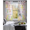thumbnail image 3 of Easter Bunny Sheer Curtains 54 Inch Length 2 Panels Set for Living Room/Bedroom, Spring Colorful Eggs Flower Branch Plaid Kitchen Curtains Grommet Semi-Sheer Curtains Window Treatments 42"x54"x2, 3 of 7