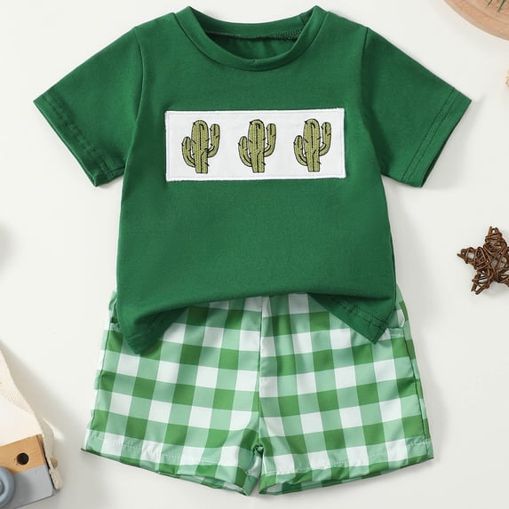 Toddler Boys' Short Sets 3T Boys Summer Clothes Kids Summer Funny Letter Outfits Shirt Short Sets Toddler Boy Clothes Gibobby(12-18 Months,Green)