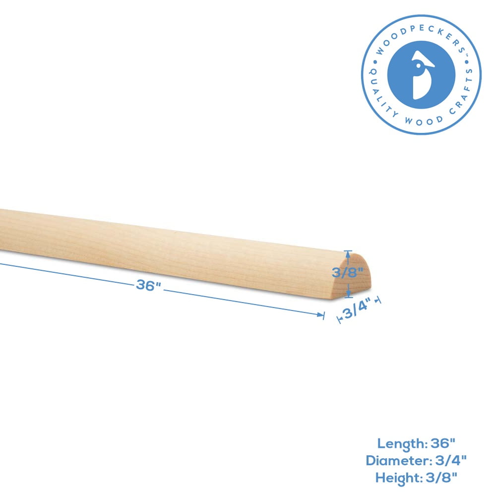 Split Wooden Dowel Rods 36-inch x 3/4-inch, Pack of 50 Unfinished for Slatted Wood Panel Crafts & DIY Accent Wall, by Woodpeckers