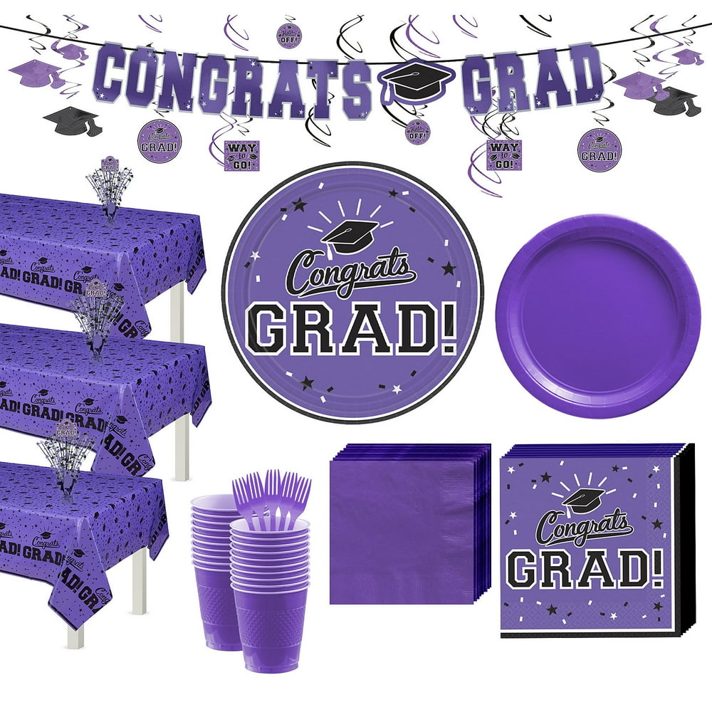 Party City Super Congrats Grad Graduation Party Kit for 54 Guests