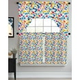 thumbnail image 3 of Colorful Boho Swag Valance and Tier Curtains 36'' Length Set, Polka Dots Yellow Blue Ombre Bohemia Light Filtering Kitchen Curtains, Tier Curtain Valances for Bathroom/Living Room/Bedroom/Café, 3 of 6