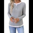 thumbnail image 2 of Camisetas Informales de Cuello Redondo y Bloques de Color para Mujer, de Larga y Corte Entallado, para Otoño Gris M, 2 of 9