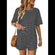thumbnail image 3 of Conjunto de Pijama de 2 Piezas de Corta A Rayas de Verano, Color Negro, Talla S, 3 of 9