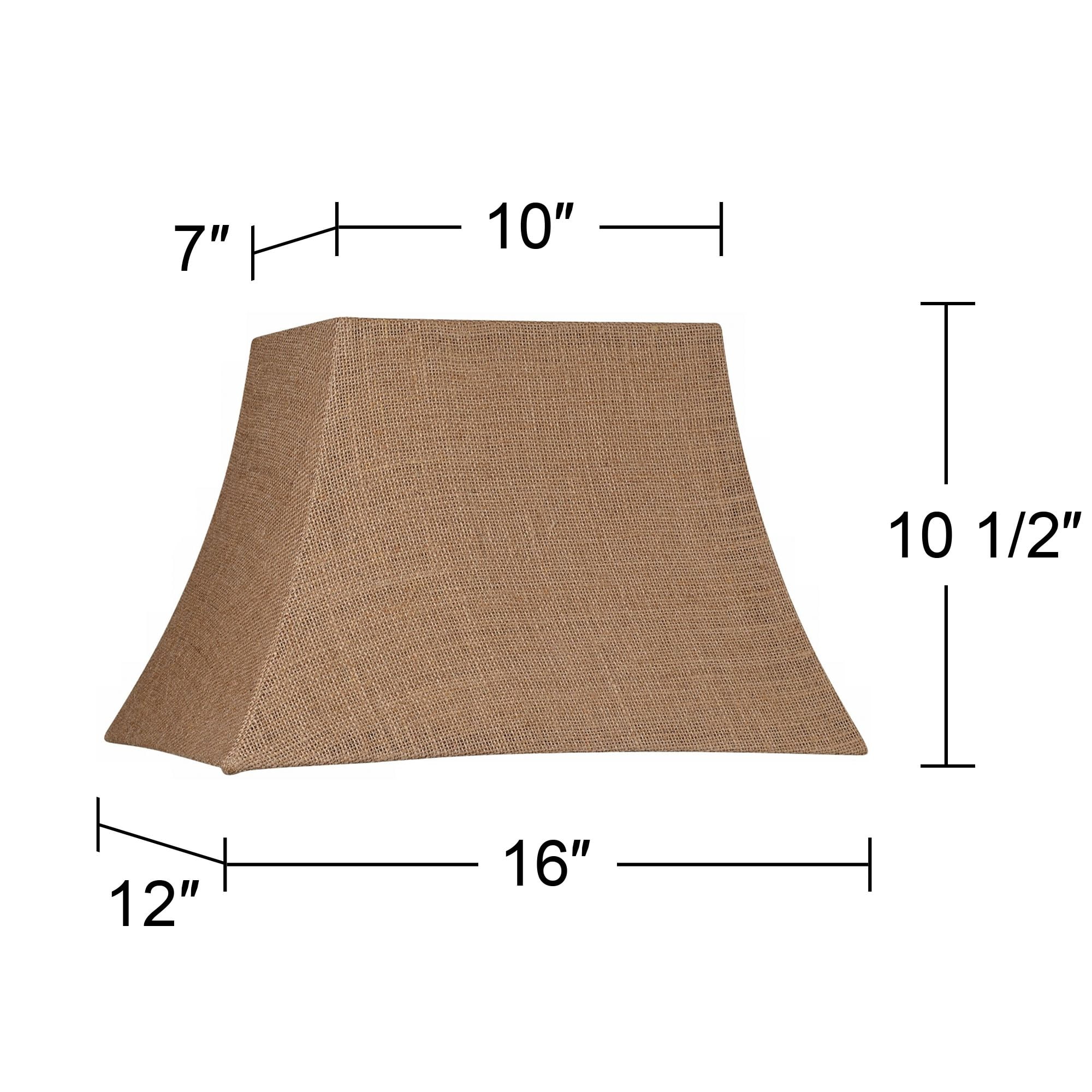 Springcrest Natural Burlap Medium Rectangle Lamp Shade 10" Wide x 7" Deep at Top and 16" Wide x 12" Deep at Bottom and 11" Slant x 10.5" H (Spider)