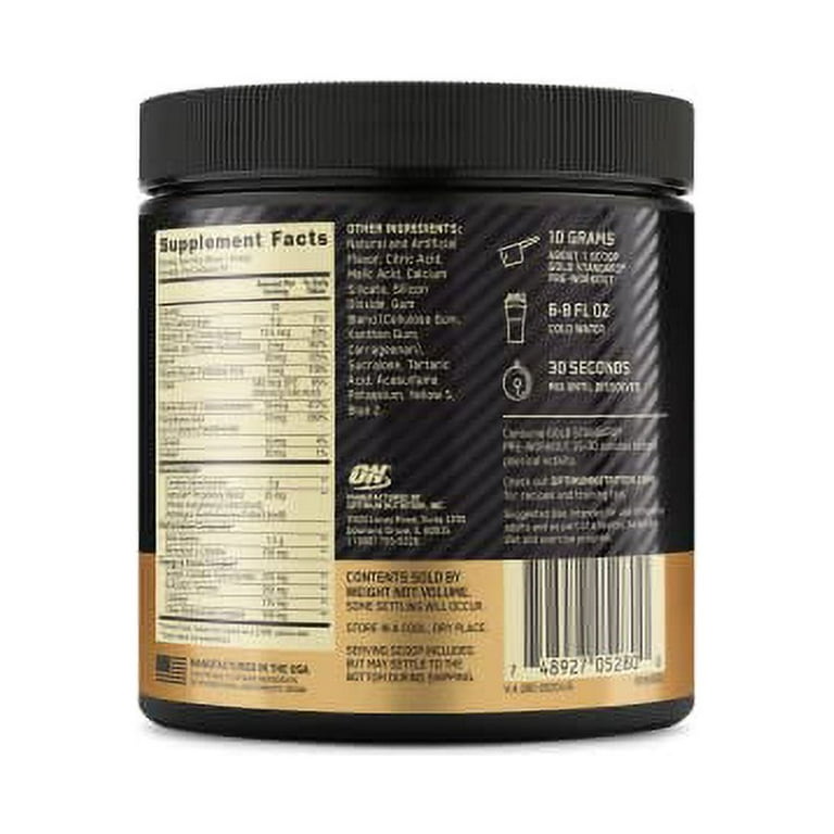  OPTIMUM NUTRITION Gold Standard Pre-Workout with Creatine,  Beta-Alanine, and Caffeine for Energy, Flavor: Fruit Punch, 30 Servings :  Health & Household