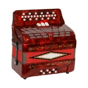 Baronelli 34 Button Accordion 12 Bass, 3 Switch, FBE, With Staps And Case, Red