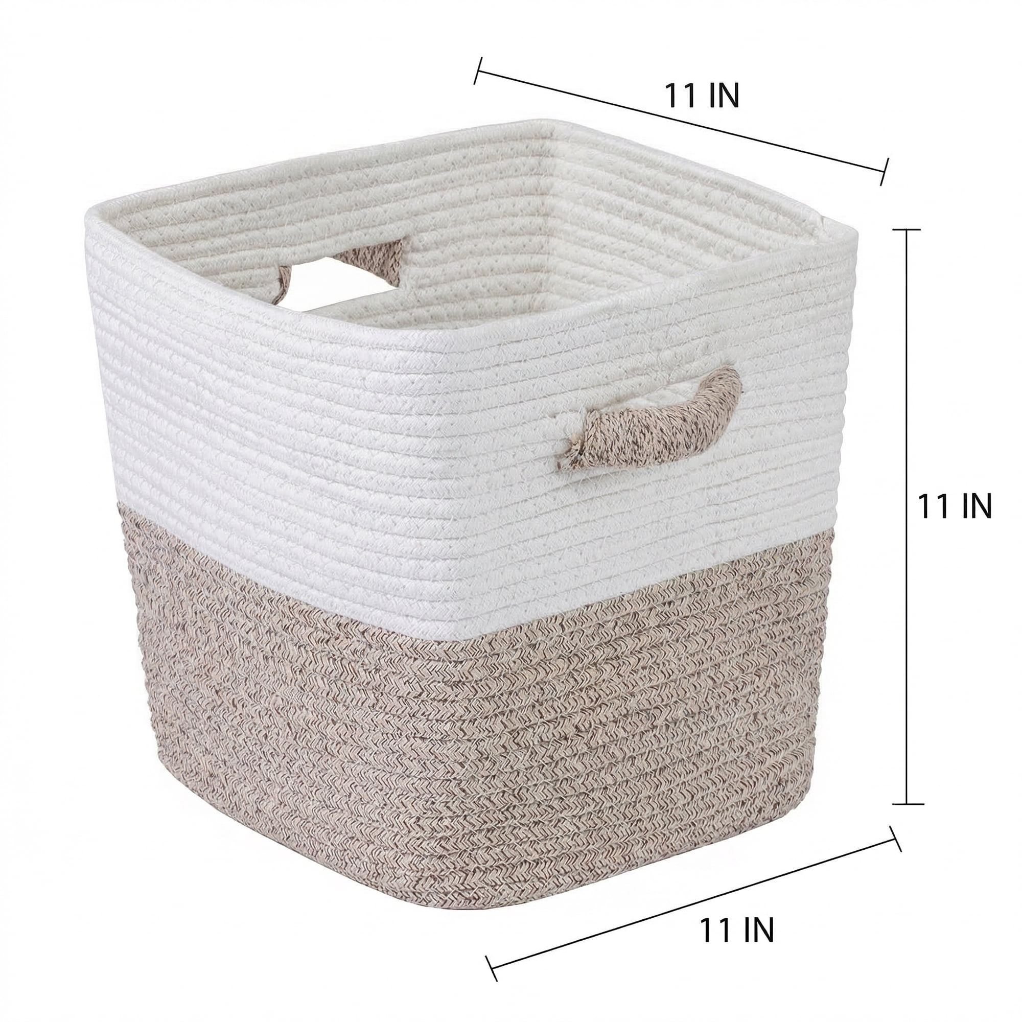 Unique Bargains Woven Storage Basket Shelf Closet White Coffee 11*11*11in