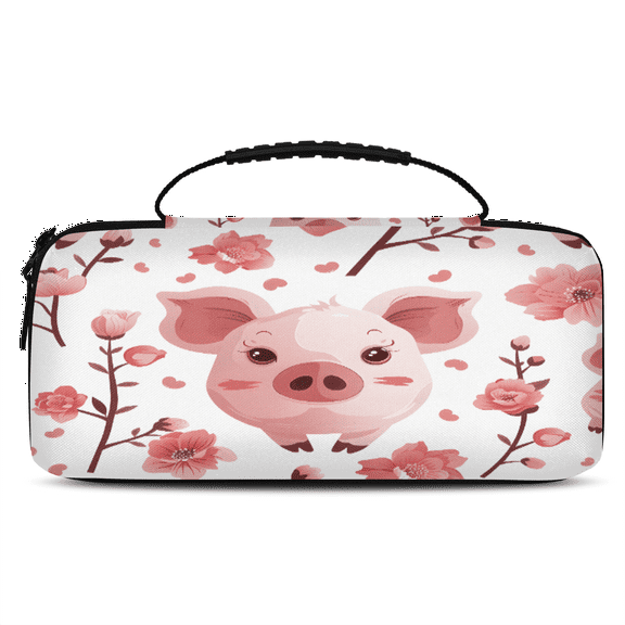 Herdesigns Pig Carry Case Compatible with Nintendo Switch 2017 & Oled 2021, with 20 Game Card Slots, Cute Portable Travel Carrying Case Pouch for Accessories & Games
