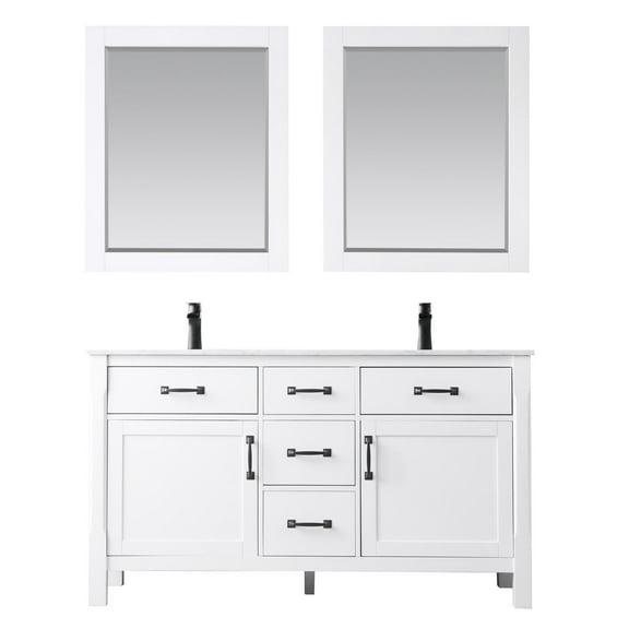 Altair 535060-Ca Maribella 60" Free Standing Double Basin Vanity Set - White