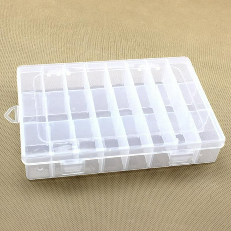  Noverlife 24 Grids Clear Plastic Organizer Box, Storage  Container Jewelry Box, Empty Earring Storage Organizer Display Case,  Transparent Plastic Nail Art Decorations Container for Beads Rings Earrings  : Arts, Crafts 