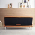 thumbnail image 3 of Yardi Yard Leather 67" Sofa Convertible Sofa Bed, Living Room Orange Futon Couch, 3 of 12