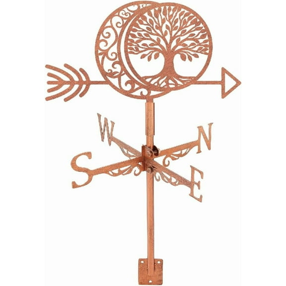Moon Weather Vane Tree of Life Metal Wind Vanes Copper Red Weathervane Weathercock Decorative Direction Signs