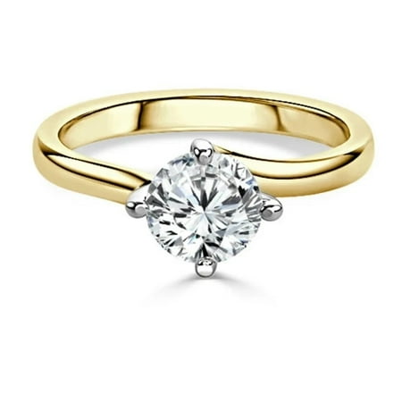 2.00Ct Lab Created Round Cut Diamond Women's Wedding Ring 925 Sterling Silver 14K Yellow Gold Plated