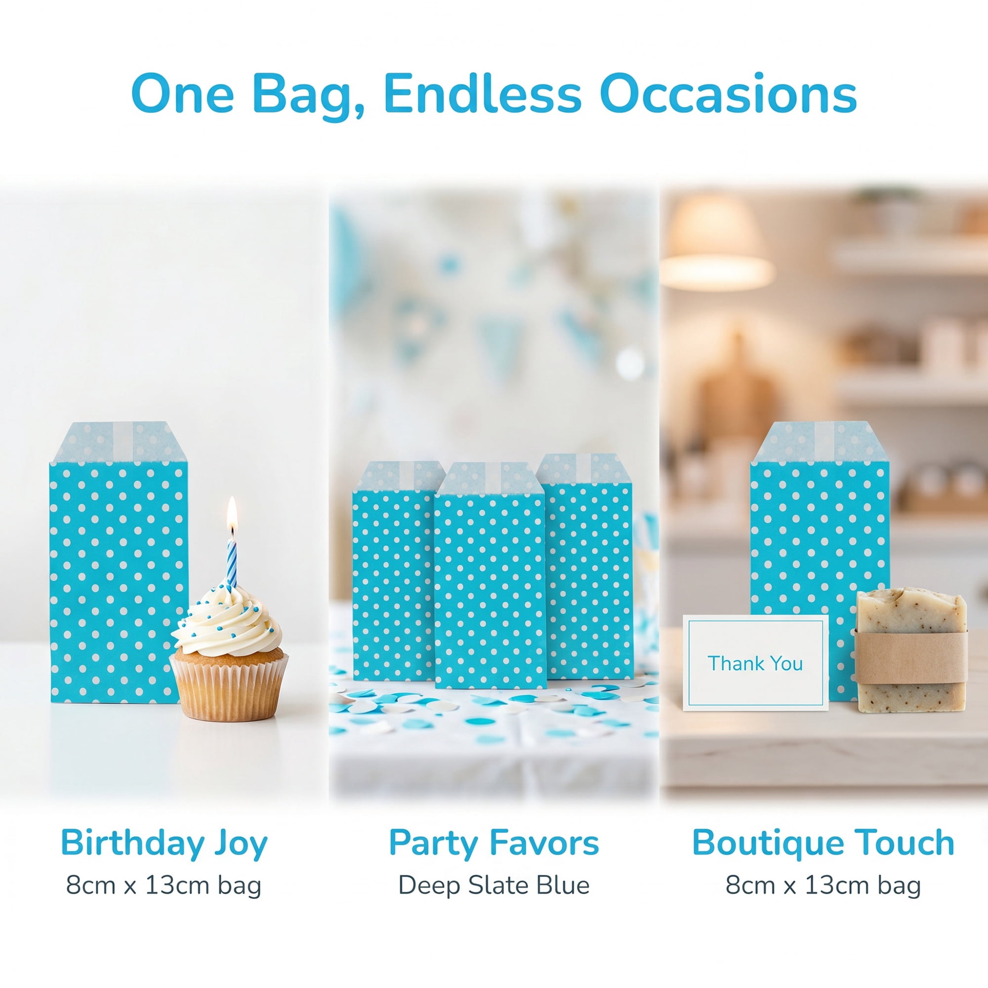 Unique Bargains 6Pcs Elegant Mini Gift Bags for Everyday Use Blue 3.1" x 5.1"