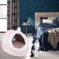 thumbnail image 1 of Cama Para Gatos Cama cerrada para gatos Tienda de campaña antideslizante para el invierno Cesta pequeña para perros acogedora (Rosa L), 1 of 8