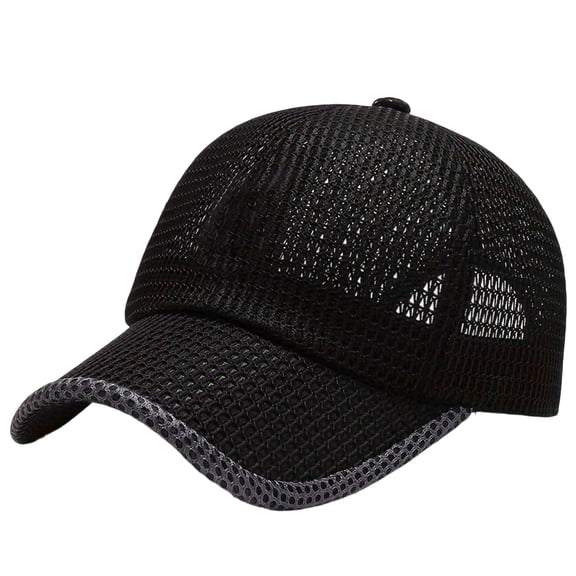 Voska Lightweight Mesh Baseball Hat Unisex Fishing Sun Hat Breathable Polyester Cotton Outdoor Cap Black