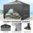 thumbnail image 7 of Wesfital 10x10 Pop Up Canopy with 4 Sidewalls, Portable Outdoor Canopy Tent with Carrying Bag, Adjustable Height, Water-Resistant, UV Protection, Easy Setup Canopy for Events, Parties, Camping, Gray, 7 of 7