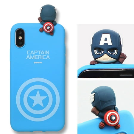 Marvel Avengers Captain America Figure- Jell Slim Phone Rubber Protective Cover for Apple iPhone X, XS