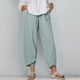 thumbnail image 3 of ¡Liquidación! Pantalones capri para mujer, pantalones casuales de verano, talla grande, cintura alta, algodón, sueltos, largos y rectos, verde menta, talla 3XL., 3 of 5