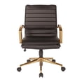 thumbnail image 3 of Mid-Back Faux Leather Chair with Gold Finish in Black Faux Leather, 3 of 6