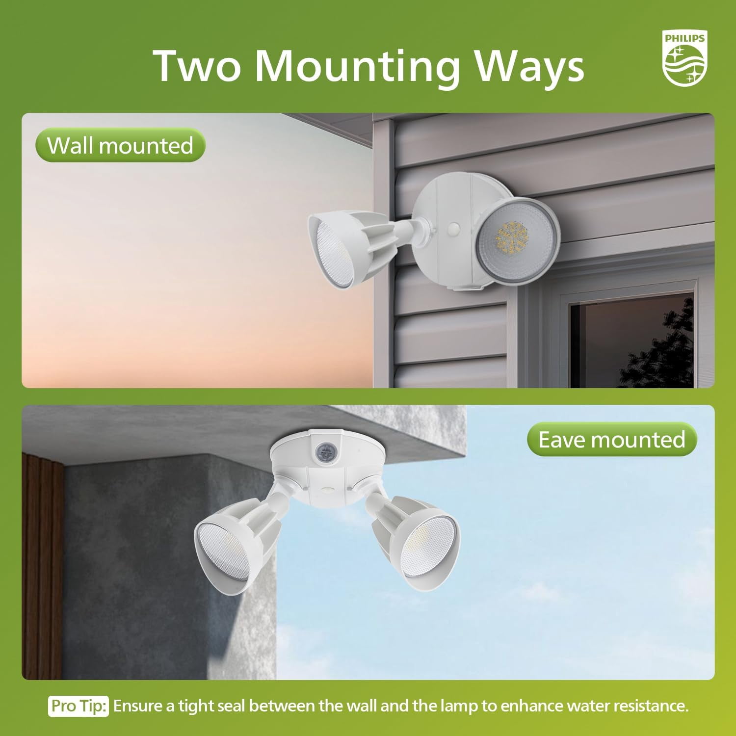 44W 3500LM‌LED Security Flood Light‌‌Outdoor‌，Switch Controlled Aluminum‌Security Light‌, 2 Adjustable Heads，5000K Daylight，Wet Location for Patio, Garden, Yard Lights