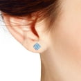 thumbnail image 3 of Dazzling Light Blue Square Shaped Cubic Zirconia Encrusted Stud Earrings, 3 of 5