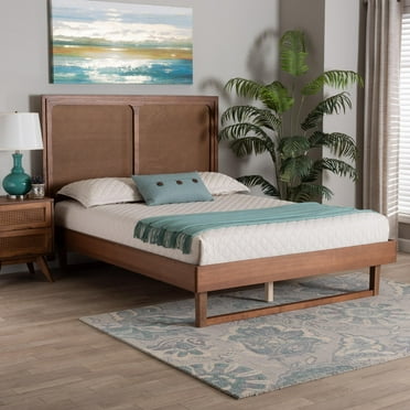 Baxton Studio Rondell Mid-Century Platform Bed, Queen, Walnut Brown