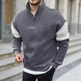 thumbnail image 2 of Telankuip Men's Lightweight Quarter Zipper Neck Sweatshirts Loose Fit Color-Block Long Sleeve Pullovers Casual Windbreaker Thermal Tops for Running Sports and Fitness Grey S, 2 of 5