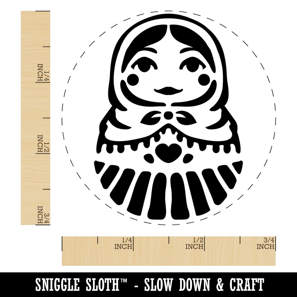 Russian Nesting Doll Matroyshka Babushka Self-Inking Rubber Stamp Ink Stamper - Blue Ink - Small 3/4 Inch
