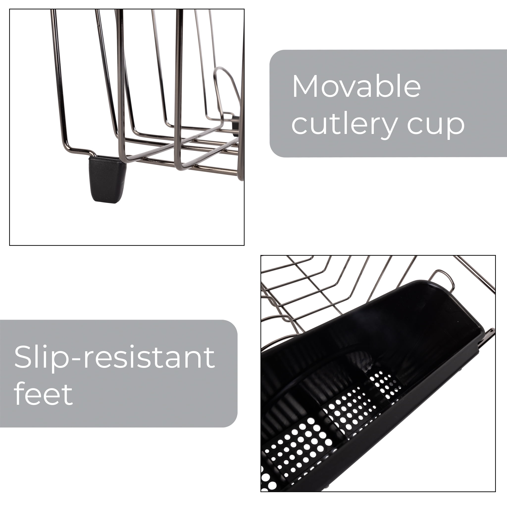 (6 pack) Mainstays Large Wire Dish Rack Black/Chrome - 17.5" x 13.75" x 5.5"