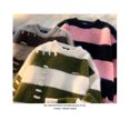 thumbnail image 4 of Suéter de cuello redondo a rayas de color contrastante de estilo dulce americano de Escape From The Earth para mujer, marca de moda de alta calle, sudadera peluda, 4 of 5
