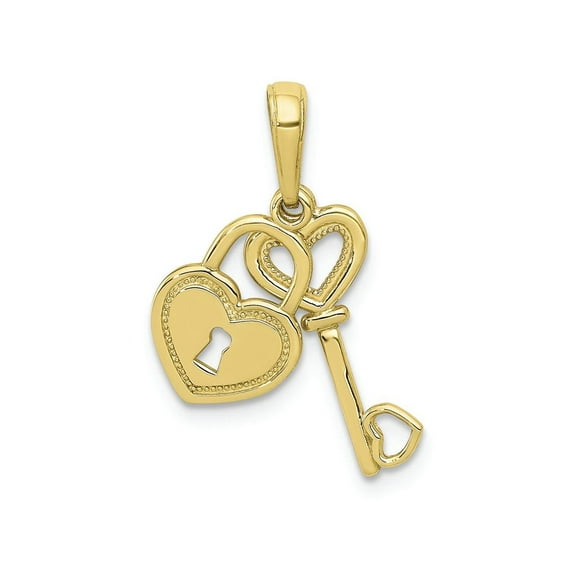 FJC Finejewelers 10k Yellow Gold Key Heart Shaped Lockmoveable (2 Pieces) Charm