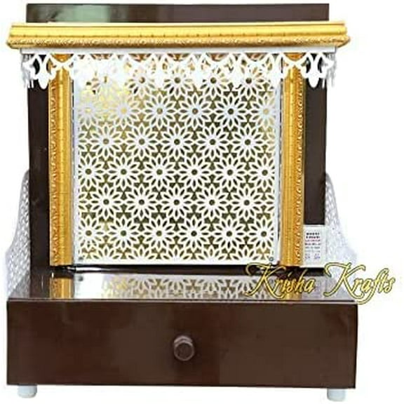 KRISHA KRAFTS Pooja Temple for Home Offce Wooden Temple/Mandir/Pooja Ghar Size 16 X 10 X 18 inches
