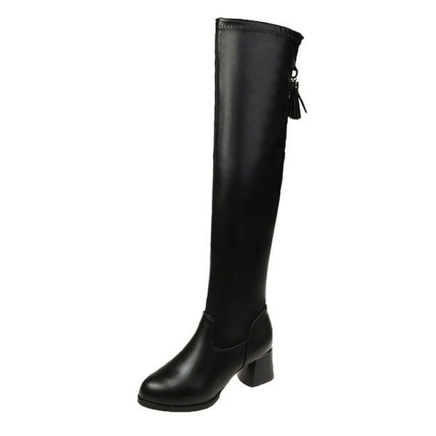 Amzcrzy Zapatos de mujer,Zapatos de mujer,Zapatillas de mujer, Botas elásticas para mujer, botas largas, botas de tacón grueso hasta la rodilla, nueva moda de invierno 2023. Sandalias Mujer Zapatilla