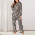 thumbnail image 2 of Pajama Sets for Women 2 Pcs, Flower Print Cute Rabbit Button Down Long Sleeve Sleepwear Lounge PJ Sets, 2 of 6