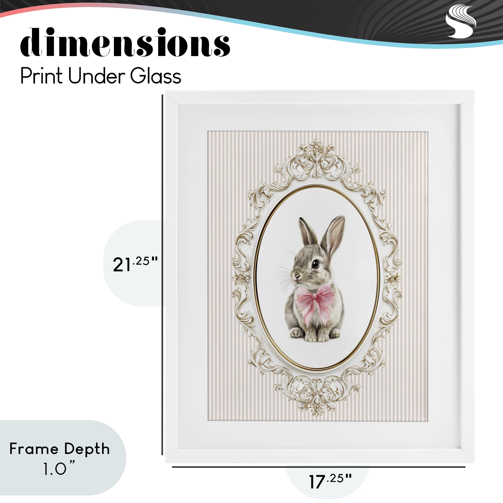 Stupell Industries Ornate Border Bunny White Framed Print Under Glass, design by Christine Simpson Art