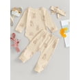thumbnail image 4 of Suealasg Infant Boys Girls Easter Outfits 3M 6M 12M Newborn Long Sleeve Rabbit Print Romper +Long Pants +Headband 3Pcs Spring Easter Festivals Clothing for Baby Girls, 4 of 9