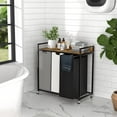 thumbnail image 5 of Laundry Hampers with Shelf, Laundry Basket 3 Section, Laundry Sorter with Pull-Out Removable Large 3 Color Bags and Movable Wheels, Metal Frame, 3 x 15.87 Gallons (60L), Rustic Brown PF04XLN, 5 of 7