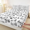 thumbnail image 3 of Homewish Western Rustic Cabin Full Size Sheets for Child, Jungle Bear Wildlife Bed Sheets, Black Cartoon Tree Sheet Sets, Breathable Home Decor, 4-Piece, 3 of 7