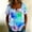Blue plus size boho shirt a1, variant on Loose Fit Short Sleeve T Shirt for Women Plus Size, Square Neck Button Down Blouse, Color Block Casual Boho Tee for Holiday Vacation Daily Wear, Green 2XL