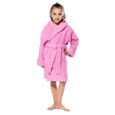 

Turquaz Linen 100% Turkish Cotton White Hooded Terry Kid s Bathrobe (Small)