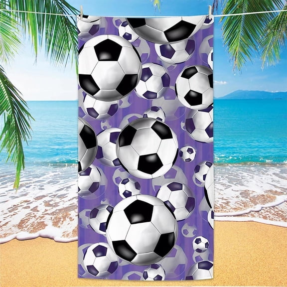 Soccer Beach Towel Microfiber Quick Dry Lightweight Travel Towel for Pool, Sand Free, 55x27 Inch