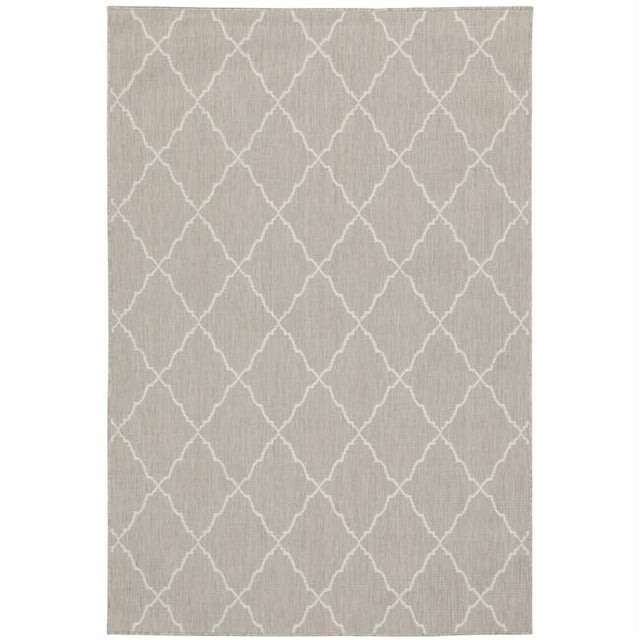 Tapis d'Intérieur et d'Extérieur 3 x 5 Pi Gris et Ivoire à Treillis