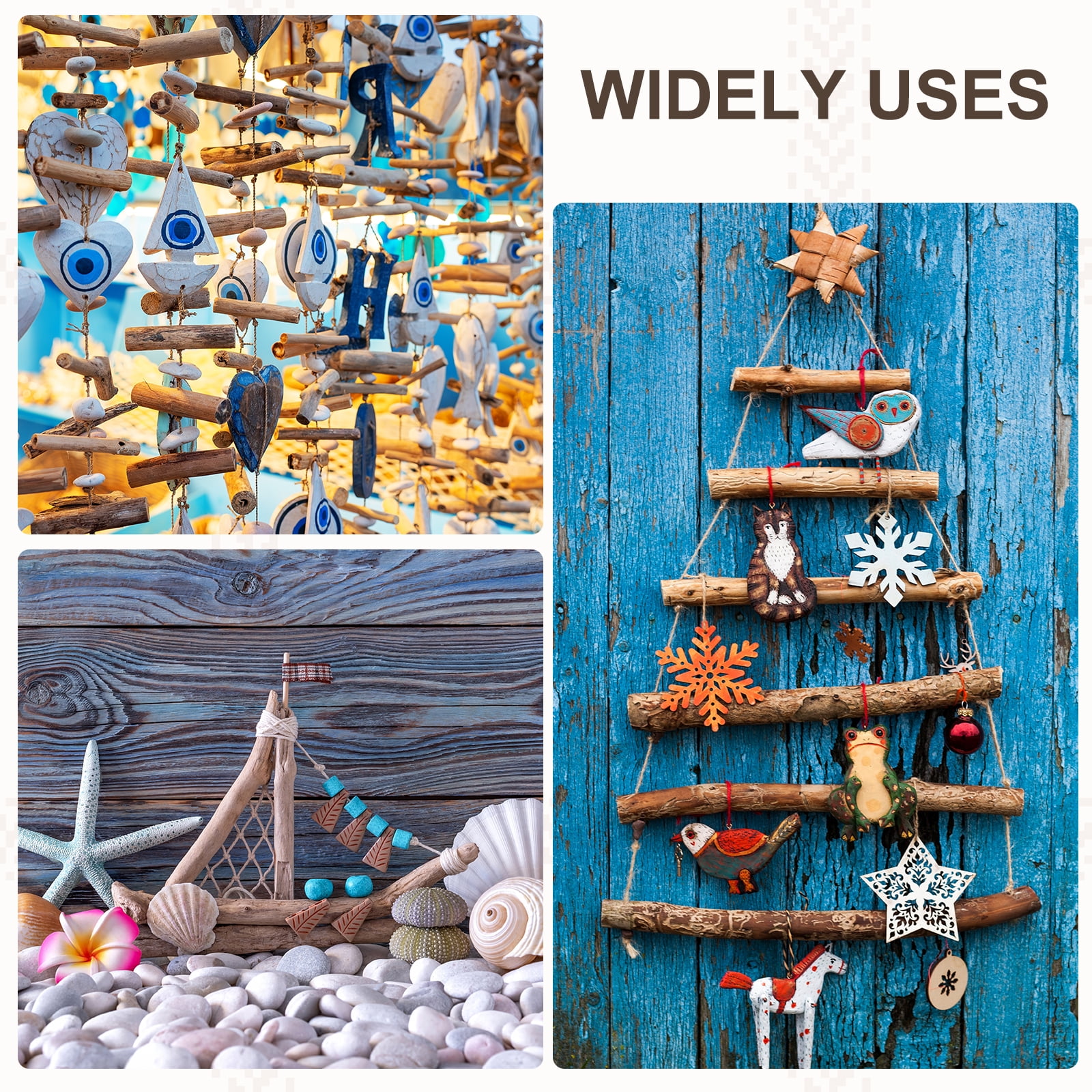 Uxcell 5.9" Natural Driftwood Pieces,  0.3" to 0.6" Dia Driftwood Twigs for Crafts Drift Wood Sticks for DIY Crafts Photo Props Wall Decor, Wood Color